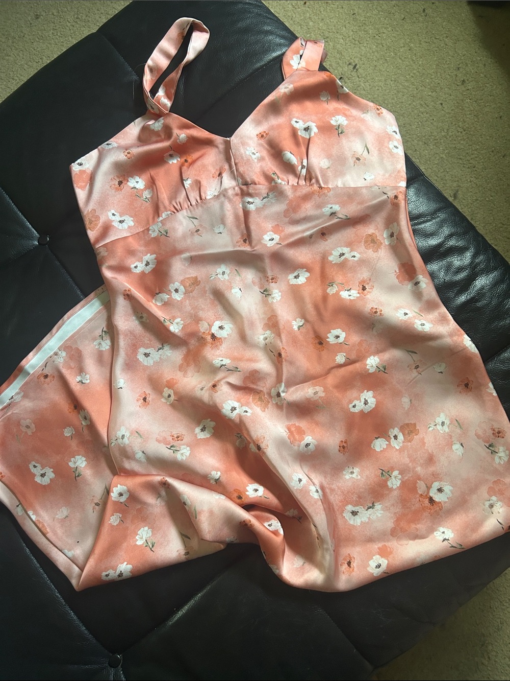 Steve Madden Peach Floral Satin Maxi Dress